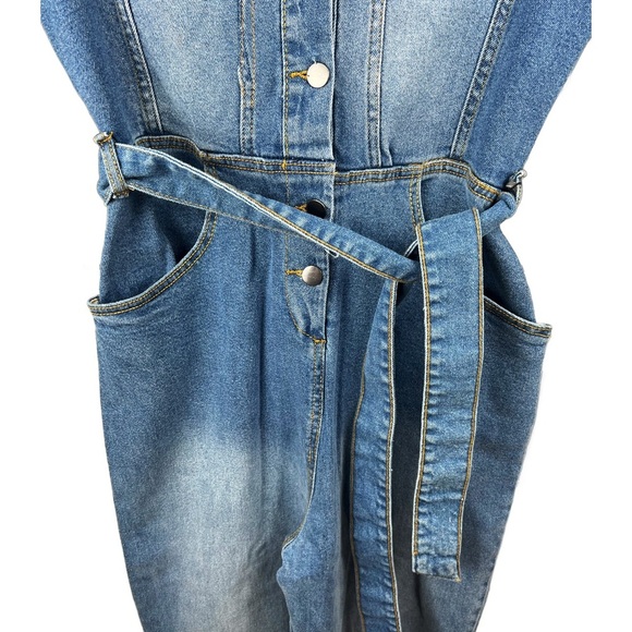Avec Les Filles Women’s Tie Waist Jean Jumpsuit In Size 30 NWT - Picture 4 of 8